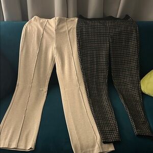 T Tahari Cream pants and Black Plaid pants.